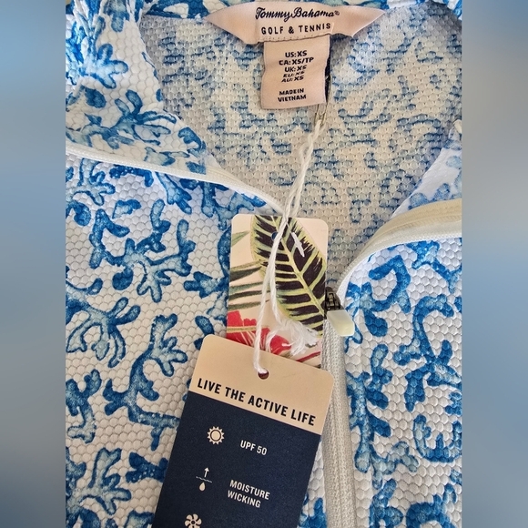 NWT Tommy Bahama Coral Reef Blue Textured Long Sleeve Golf Jacket Sz XS - Picture 4 of 8